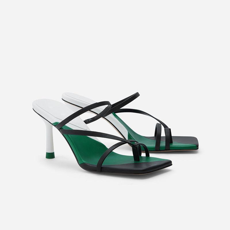 color-matching square toe sandals, view 4 - MRSLM
