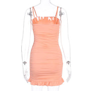 pleated ruffled bag hip strap dress, view 3 - MRSLM