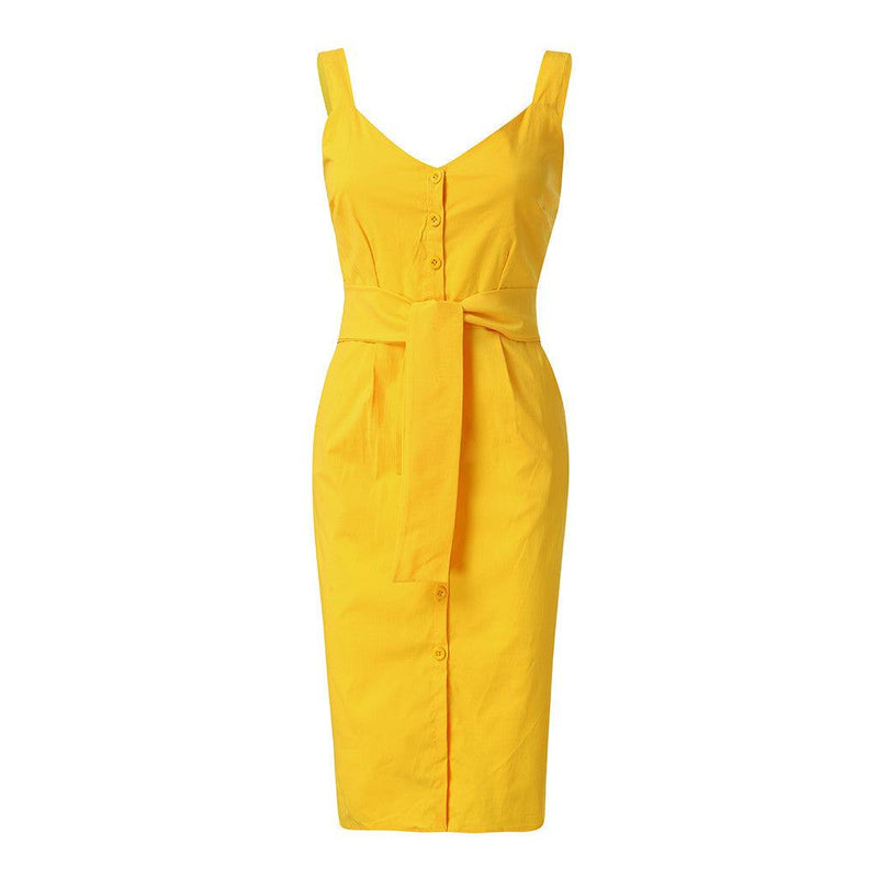 sleeveless slim dress, view 3 - MRSLM