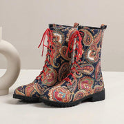 women's plus size floral short boots - MRSLM