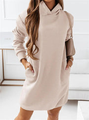 Long-sleeved solid color dress, view 4 - MRSLM