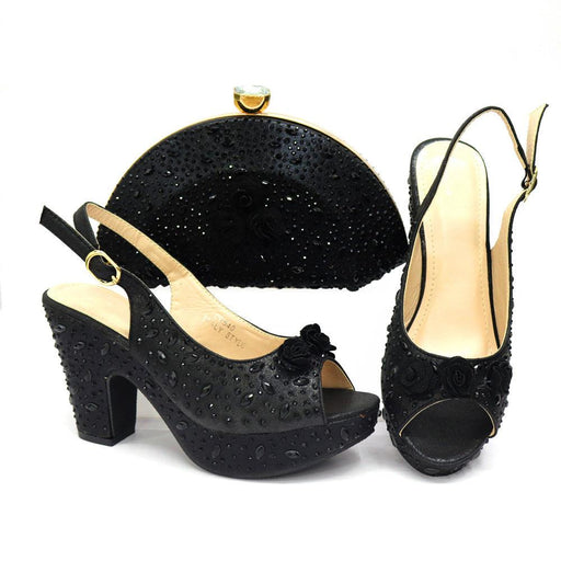 high heel sandals with flower clutch - MRSLM