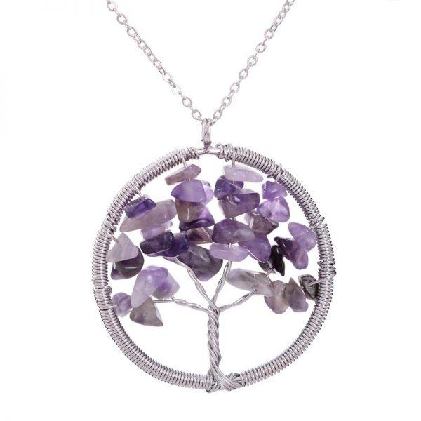 agate tree of life pendant necklace, view 7 - MRSLM