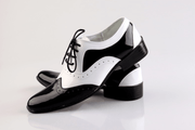 Men's black and white fashion slip-on shoes, view 4 - MRSLM