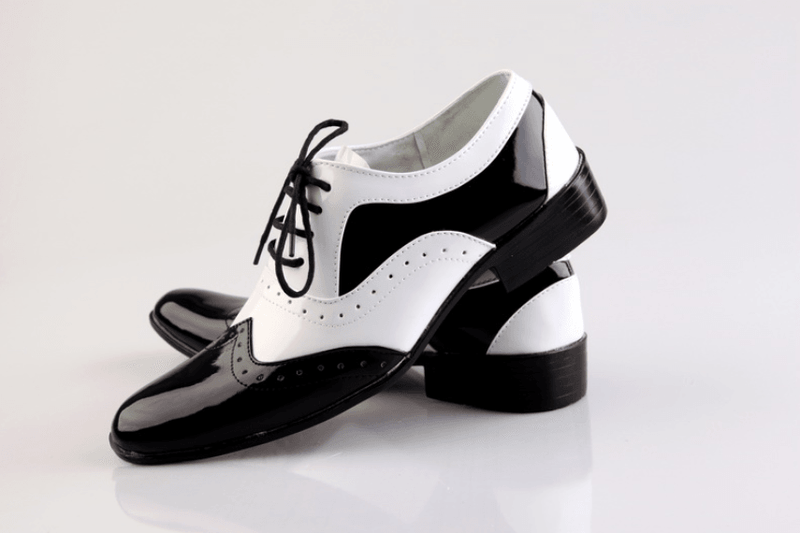 Men's black and white fashion slip-on shoes, view 4 - MRSLM