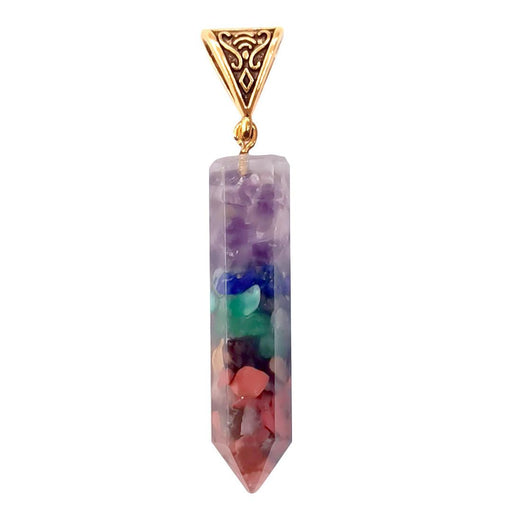 seven chakra crystal hexagon necklace - MRSLM