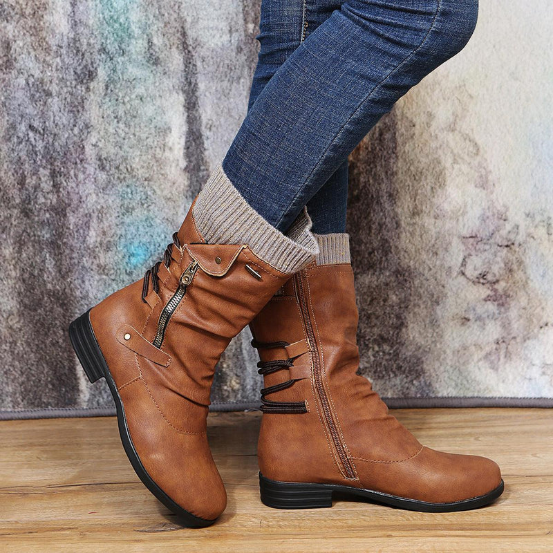 flat-bottomed plus size martin boots, view 4 - MRSLM