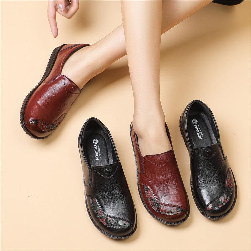 women's soft sole leather casual flat shoes - MRSLM