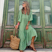 Loose V-neck floral maxi dress - MRSLM