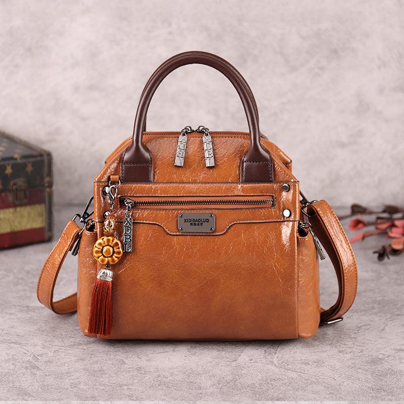 retro oil wax PU handbag, view 11 - MRSLM