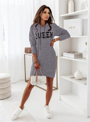 Women's long sleeve letter print casual dress, view 2 - MRSLM