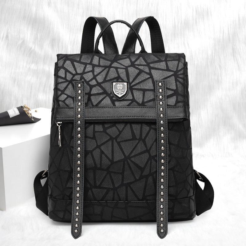black leather women's backpack, view 2 - MRSLM
