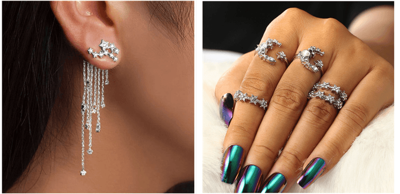 shining star tassel drop earrings, view 4 - MRSLM