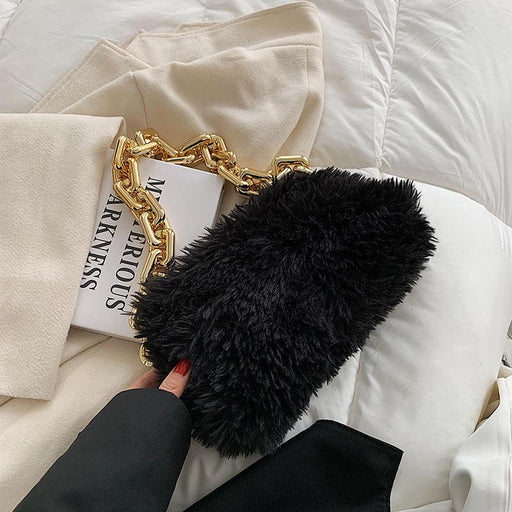 fluffy plush chain shoulder bag - MRSLM