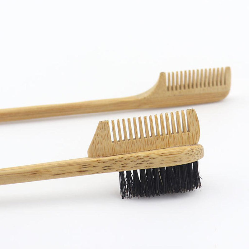bamboo eyebrow brush with comb, view 2 - MRSLM