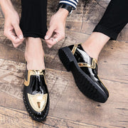 Men's casual bright PU leather shoes, view 3 - MRSLM