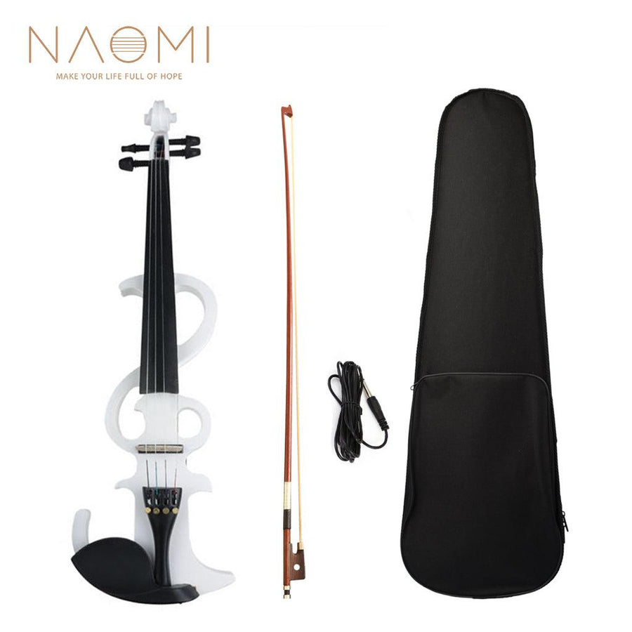NAOMI Electric Violin 4/4 Electric Silent Violin Full Size Violin Ebony Fretboard with Bag - MRSLM