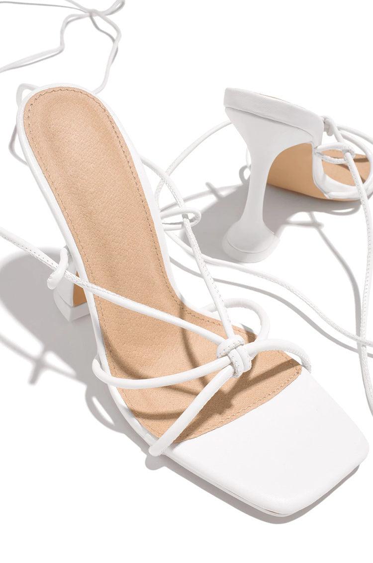 women's shaped heel square toe sandals, view 4 - MRSLM