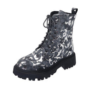 Women's printed lace-up combat boots, view 2 - MRSLM