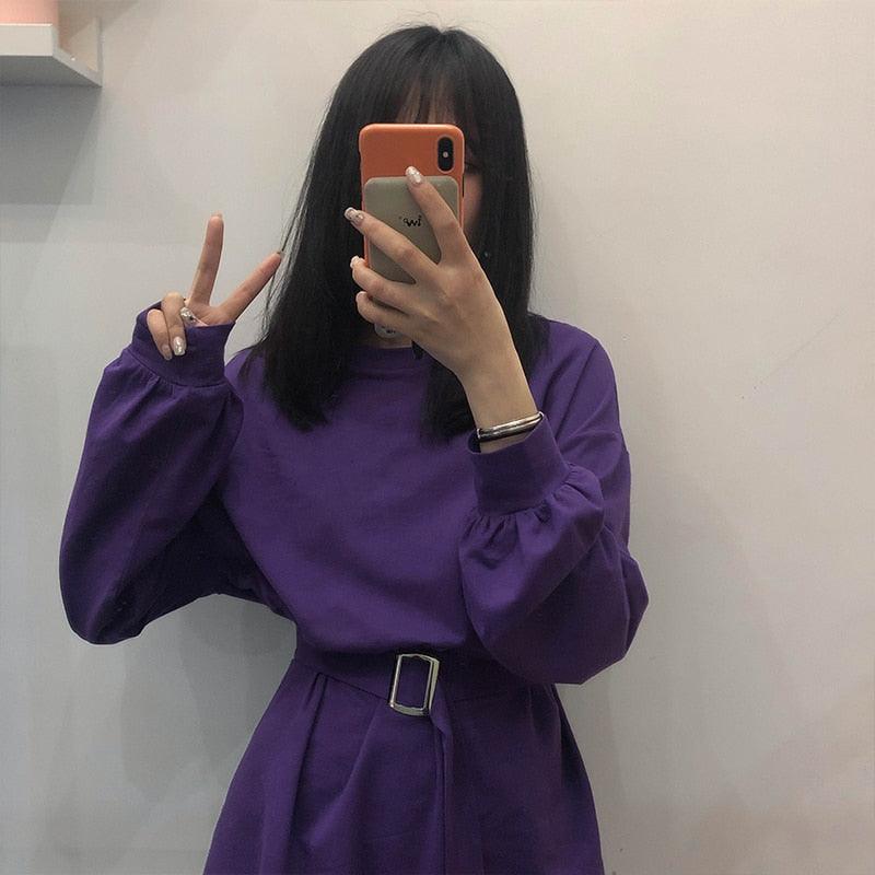 Long-sleeved lace-up waist dress, view 5 - MRSLM