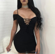 deep v lace dress, view 5 - MRSLM