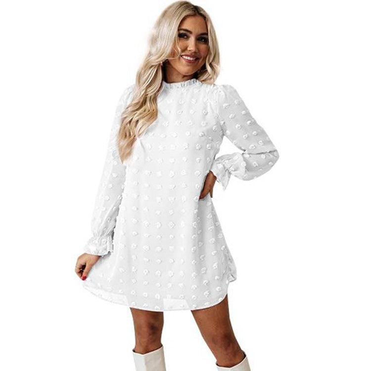 Bubble long sleeve chiffon midi dress, view 7 - MRSLM