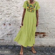 women's boho loose dress with floral embroidery, view 4 - MRSLM