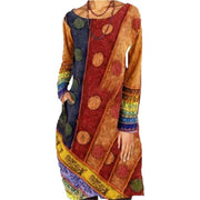 ethnic casual loose printed dress, view 4 - MRSLM
