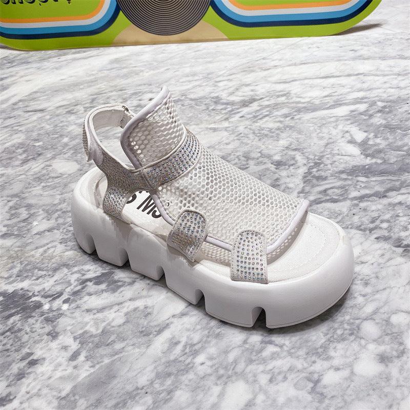 Thick sole mesh velcro Roman sandals, view 7 - MRSLM