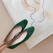 Women's sheepskin leather low heel shoes, view 3 - MRSLM