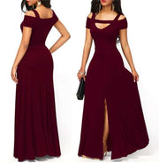 v-neck off-the-shoulder split long skirt, view 2 - MRSLM
