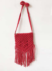 tassel cotton woven shoulder bag, view 5 - MRSLM