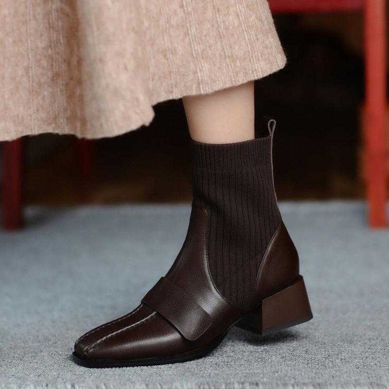 large square toe mid-heel shoes - MRSLM