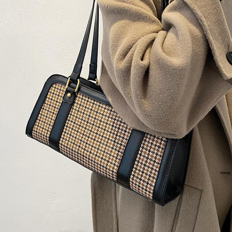 houndstooth PU shoulder bag, view 11 - MRSLM