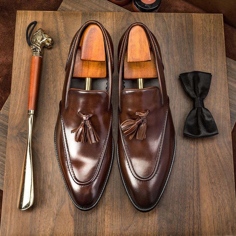 Men's business casual tassel leather shoes, view 7 - MRSLM