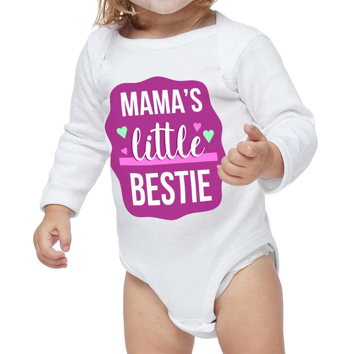 Mama's Bestie Baby Long Sleeve Onesie - Trendy Baby Long Sleeve Bodysuit - Graphic Baby One-Piece - MRSLM