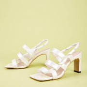 Women's retro thick-heeled hollow pleated sandals, view 2 - MRSLM