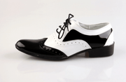 Men's black and white fashion slip-on shoes, view 5 - MRSLM
