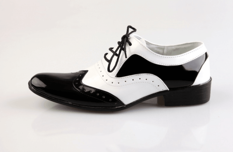 Men's black and white fashion slip-on shoes, view 5 - MRSLM