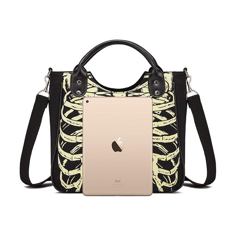 black canvas messenger bag, view 3 - MRSLM