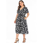 v-neck short sleeve bohemian beach dress - MRSLM