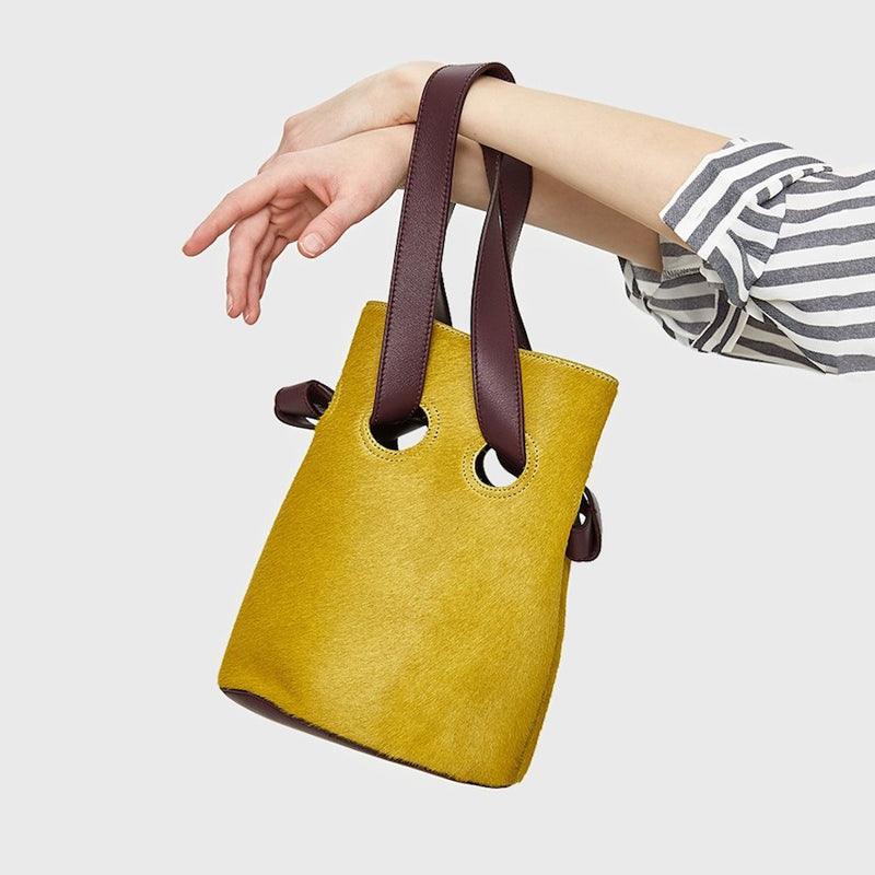 Niche retro circle hit color portable bucket bag - MRSLM