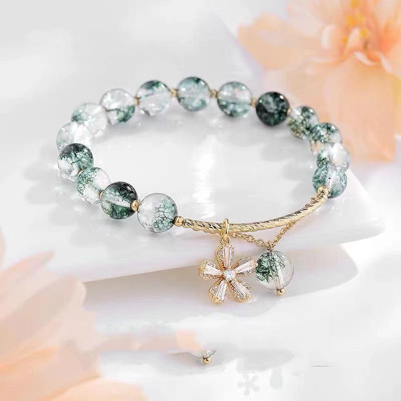green crystal beaded bracelet for women - MRSLM