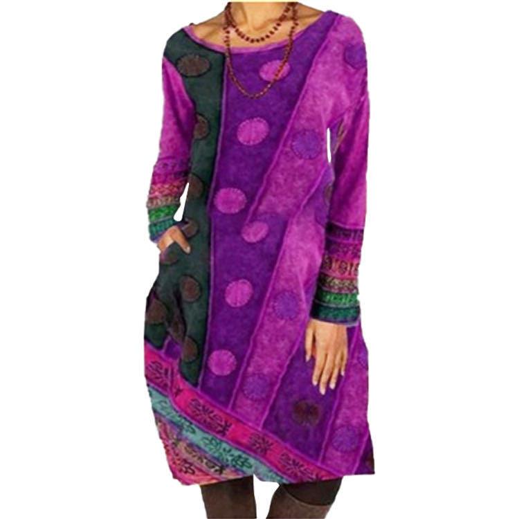 ethnic casual loose printed dress, view 6 - MRSLM