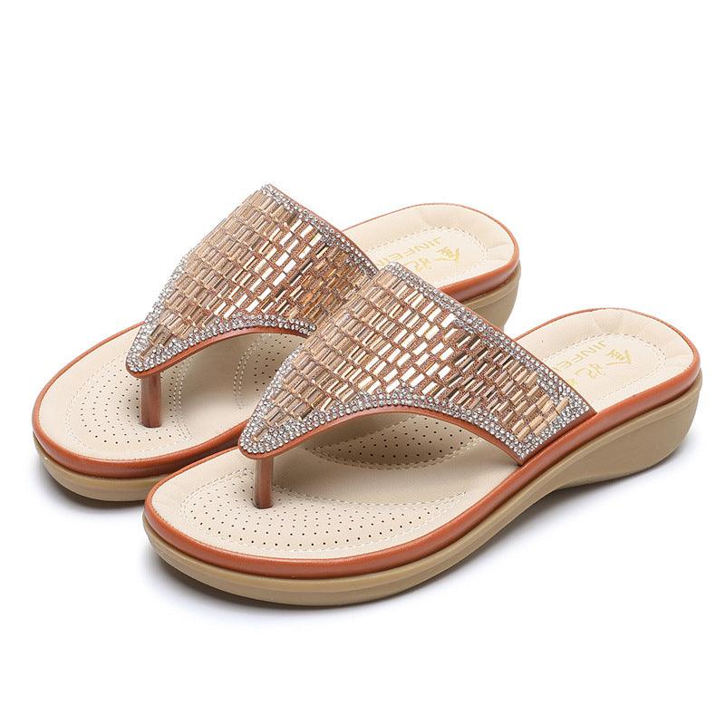 Flat bohemian rhinestone sandals, view 3 - MRSLM