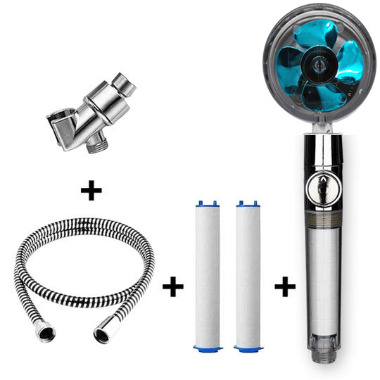 Propeller Driven Shower Head With Stop Button And Cotton Filter Turbocharged High Pressure Handheld Shower Nozzle - MRSLM