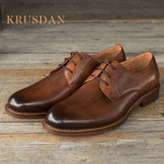 lace-up young men's cowhide leather shoes, view 6 - MRSLM