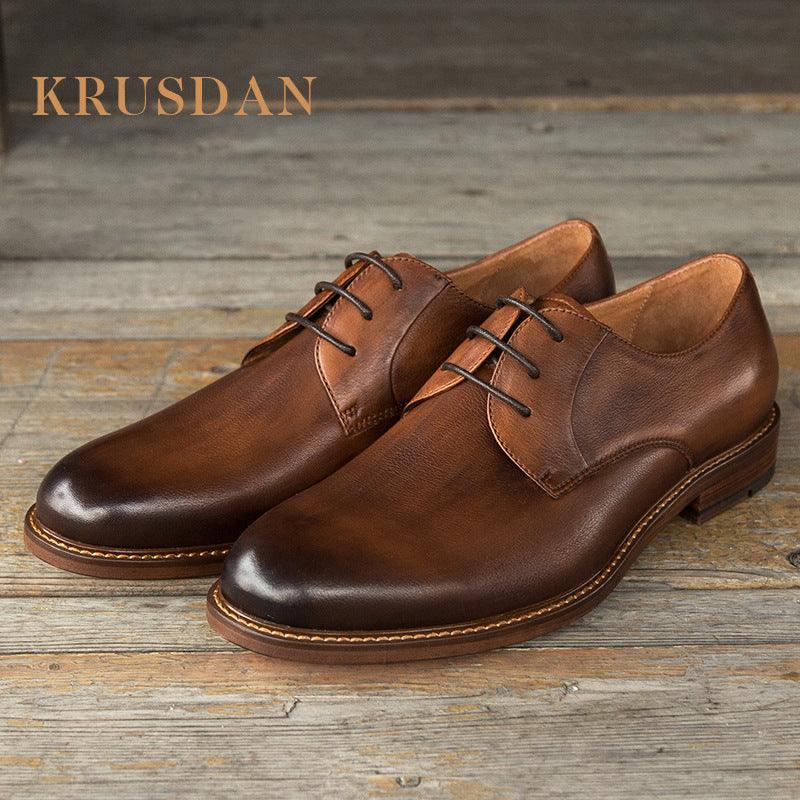 lace-up young men's cowhide leather shoes, view 6 - MRSLM