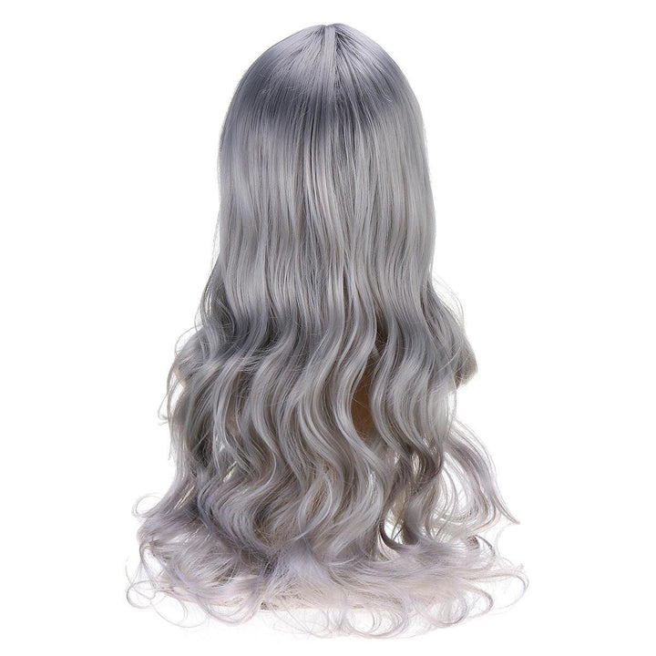 Women Wig Full Wavy Hair Extensions Heat Resistant Synthetic Grey - MRSLM