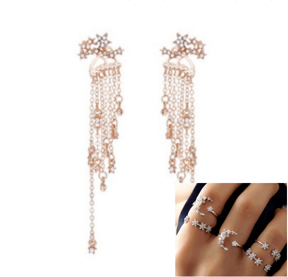 shining star tassel drop earrings, view 11 - MRSLM